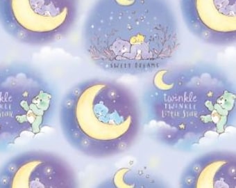 Fabric CARE BEARS Make A Wish SLEEPY Baby Bears 02-01  - New! - 100% Premium Cotton by Camelot Fabrics - Always Continuous Cut For You!