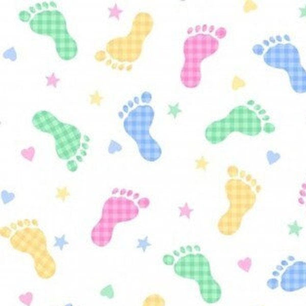 FLANNEL FABRIC - NEW!!  Rainbow Baby Feet All Over!! Comfy Cotton Flannel Fabric!!