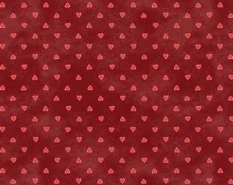 Fabric READERVILLE 10238 "RED HEARTS" New!!  100% Premium Cotton Continuous Cut - Maywood Studios !!!