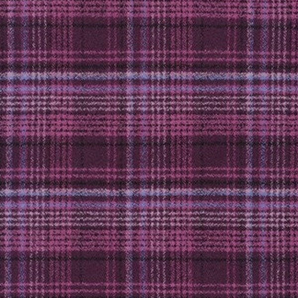 FLANNEL Fabric- Mammoth ORGANIC Flannel "AUBERGINE" Purples Plaid! New!!! by Robert Kaufman Fabrics!!