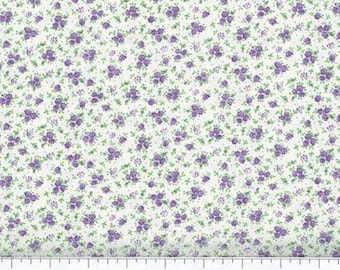 Fabric -  PURPLE FLORAL - Light Weight Cotton - Vintage Feel - Continuous Cut Always - New - Cut From Bolt - Pet Free Shop #15 PURPLE