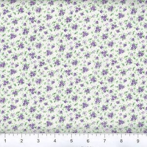 Fabric -  PURPLE FLORAL - Light Weight Cotton - Vintage Feel - Continuous Cut Always - New - Cut From Bolt - Pet Free Shop #15 PURPLE