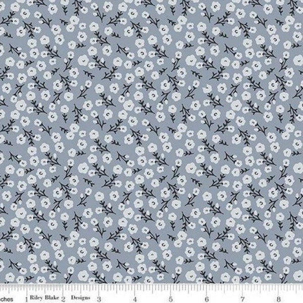 Fabric!! Gingham Foundry BLOSSOMS - BLUE!!!  New!!  Always Cut Continuous For You!!!