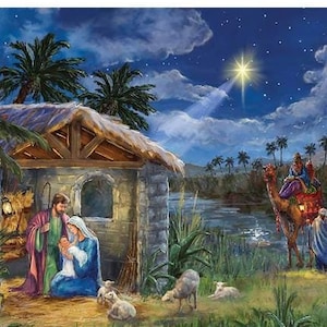 Fabric *NATIVITY PANEL* Christmas Wishes by Riley Blake Designs!  100% Premium Cotton Fabric Panel!!