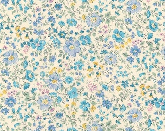 Fabric - Sevenberry Petite Garden Lawn - "BLUE" - Vintage Look Floral Fabric