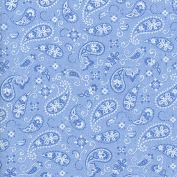 Tissu - BANDANA PAISLEY - BLEU CLAIR !!! Nouveau - Tissu par mètre !