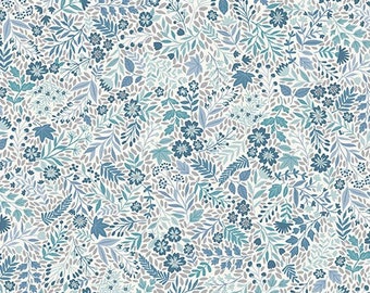 Fabric FOXWOOD *BLUE FLORAL 017 B Q* by Makower U K - 100% Premium Cotton - New Gorgeous Collection - Always Continuous Cut!