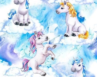 Fabric - UNICORN CLOUDS!!!  NEW!!!  100% Cotton  -  Continuous Cut For You !!