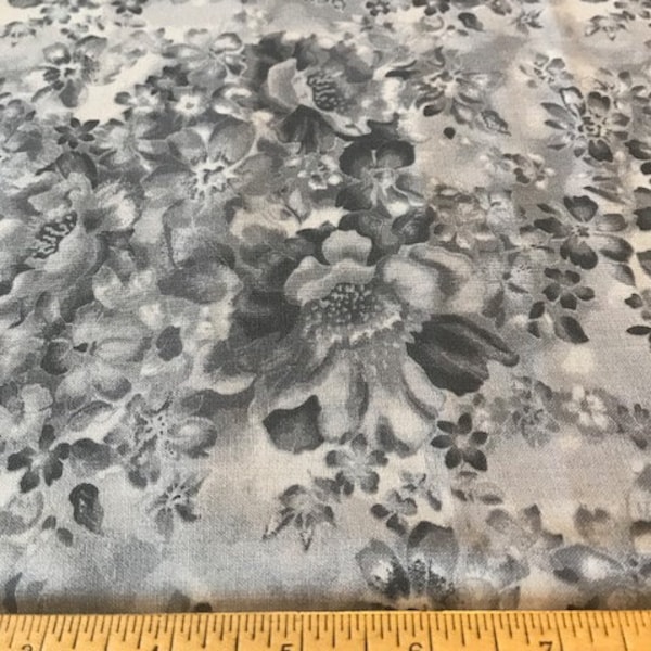 Gray Floral Fabric Etsy