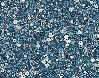 Fabric FOXWOOD *MIDNIGHT BLUE Floral 017 B* by Makower U K - 100% Premium Cotton - New Gorgeous Collection - Always Continuous Cut!