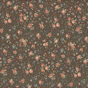 Fabric by the YARD - Calico Fabric NEW Vintage Look / Brown Floral