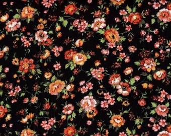 Fabric FALL FOR YOU Floral on Black!! New!! Continuous Cut Always For You!!!!