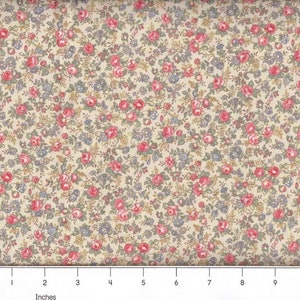 Fabric by the YARD - Calico Fabric NEW Vintage Look / Cream Floral