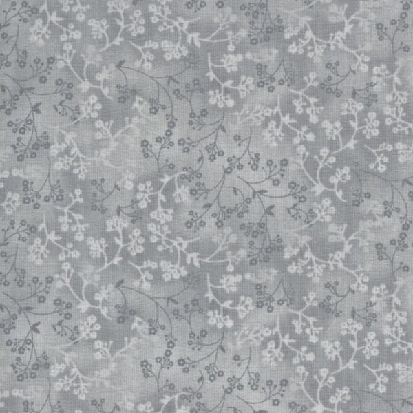 Fabric - DOVE GRAY FLORAL !!  Calico Gray Tones!! New!!!  Always Continuous Cut For You