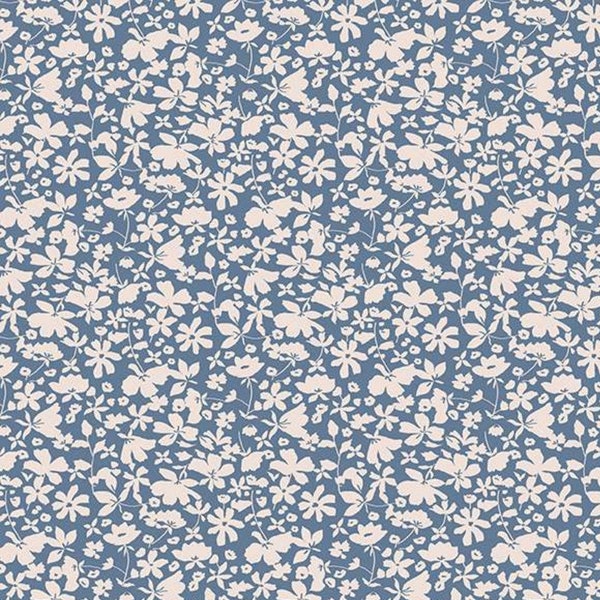 Fabric - MISTY MORNING "Cadet BLUE" by Riley Blake Designs!!  Blue Floral Fabric - Continuous Cut Always!!
