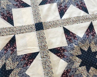 3 Yards *FREE SHIPPING* King Size Cheater Quilt Top Starlast Blue 90 x 108