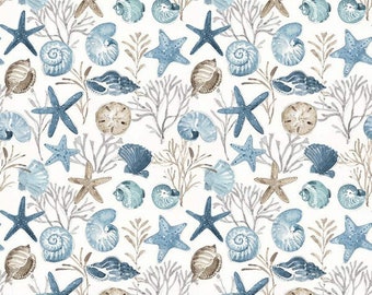 Fabric BLUE ESCAPE COASTAL *Ocean Floor Off White* by Lisa Audit for Riley Blake Designs New Gorgeous Collection - Always Continuous Cut!