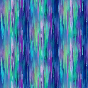 May include: Abstract seamless pattern with vertical stripes in shades of blue, green, purple, and pink. The background is a deep blue.