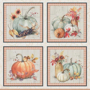 Fabric *BOUNTIFUL* HARVEST BLOCKS Panel 5878  New! Beautiful Fall Colors 100% Premium Cotton by P&B Textiles - Always Continuous Cut For You