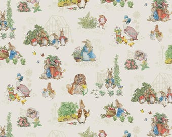 Fabric FLANNEL *Peter Rabbit & Friends* CLOUD F16789 - New! 100% Premium Cotton Designer Flannel by RBD and Always Continuous Cut For You