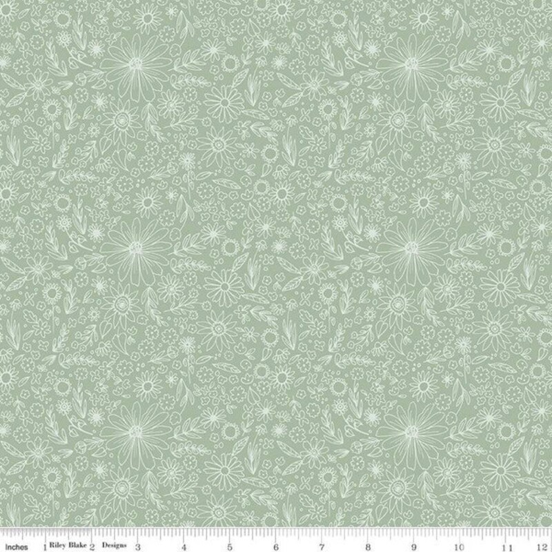 Pre-Cut Satin Floral Print Fabric By Yard | Ready To Ship | Sage Bouquet main image 1