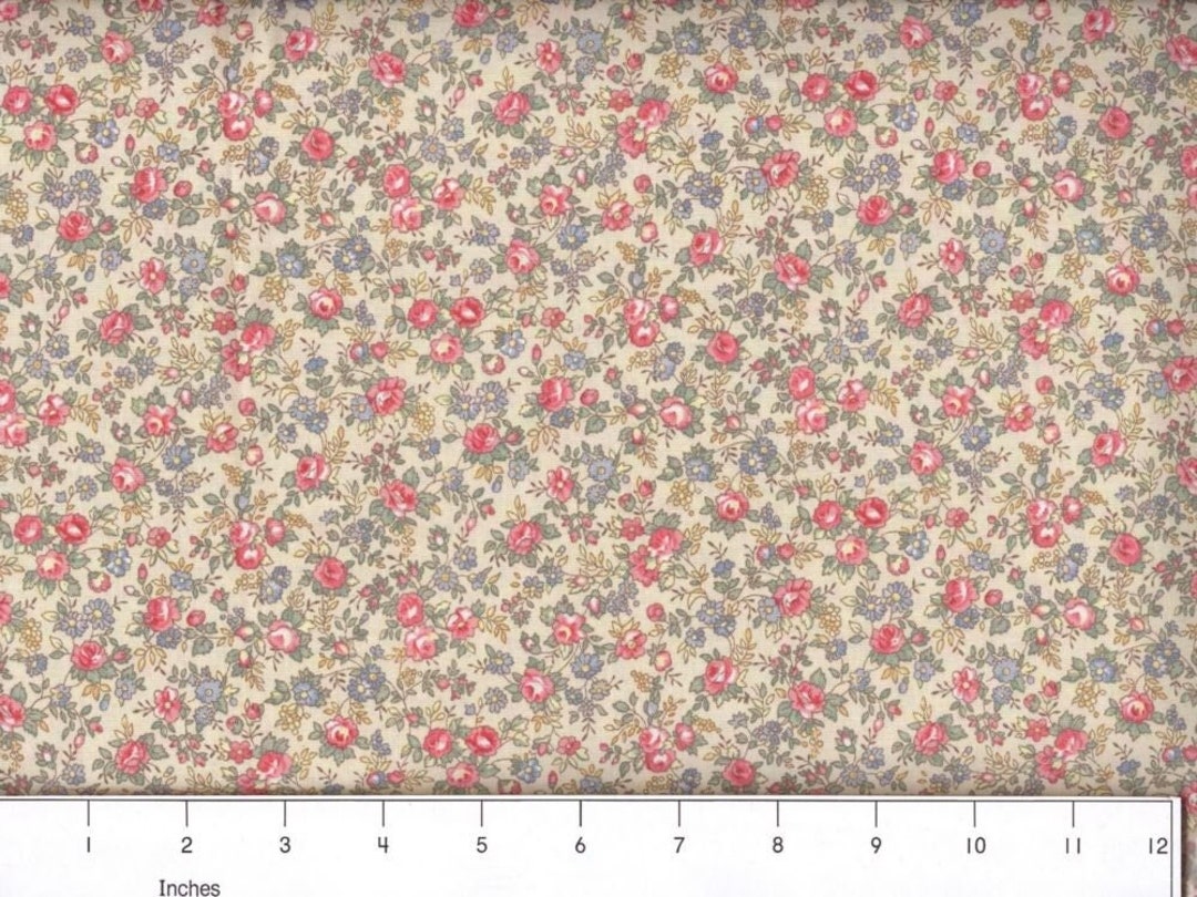 Fabric by the YARD Calico Fabric NEW Vintage Look / Cream Floral Etsy