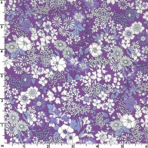 Fabric *KOKKA COTTON LAWN* New!!! *Purple Floral 1000-1-E* New 100% Premium Cotton Lawn - Made in Japan!!!