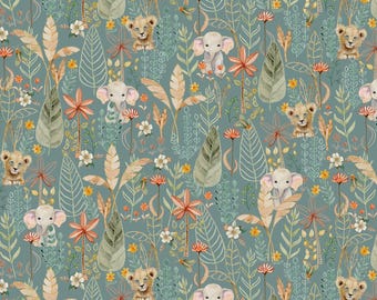 Fabric MINI MENAGERIE Packed Animal #6118-DT New! 100% Premium Cotton by P&B Textiles  Always Continuous Cut For You!