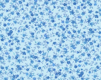 Fabric Sevenberry GARDEN BLUES *SKY* 6110D5-6 - Gorgeous Floral - Made in Japan - Always Continuous Cut!