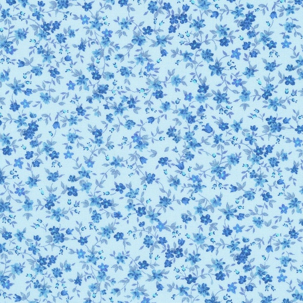 Fabric Sevenberry GARDEN BLUES *SKY* 6110D5-6 - Gorgeous Floral - Made in Japan - Always Continuous Cut!