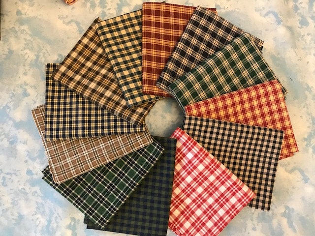 Homespun Fabric NEW!!  Homespun You Pick !!  100% COTTON!  Always Continuous Cut For You!!!  Choose Fat Quarter Bundle for Six Total Fat Qs!