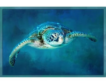 Fabric Panel *UNDERWATER SEA TURTLE* New!!!!