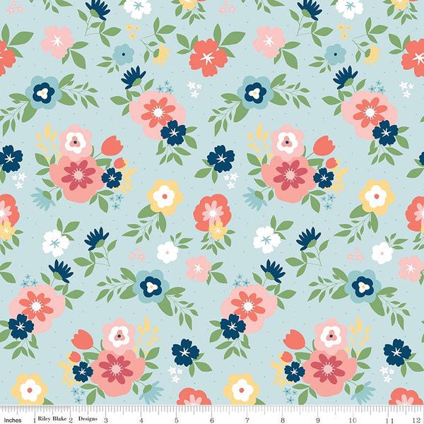 Fabric Sale!!  SEW MUCH FUN On Sale Now! "Main Sky Floral" by Echo Park Paper Riley Blake Designs 100% Premium Cotton Always Continuous Cut!
