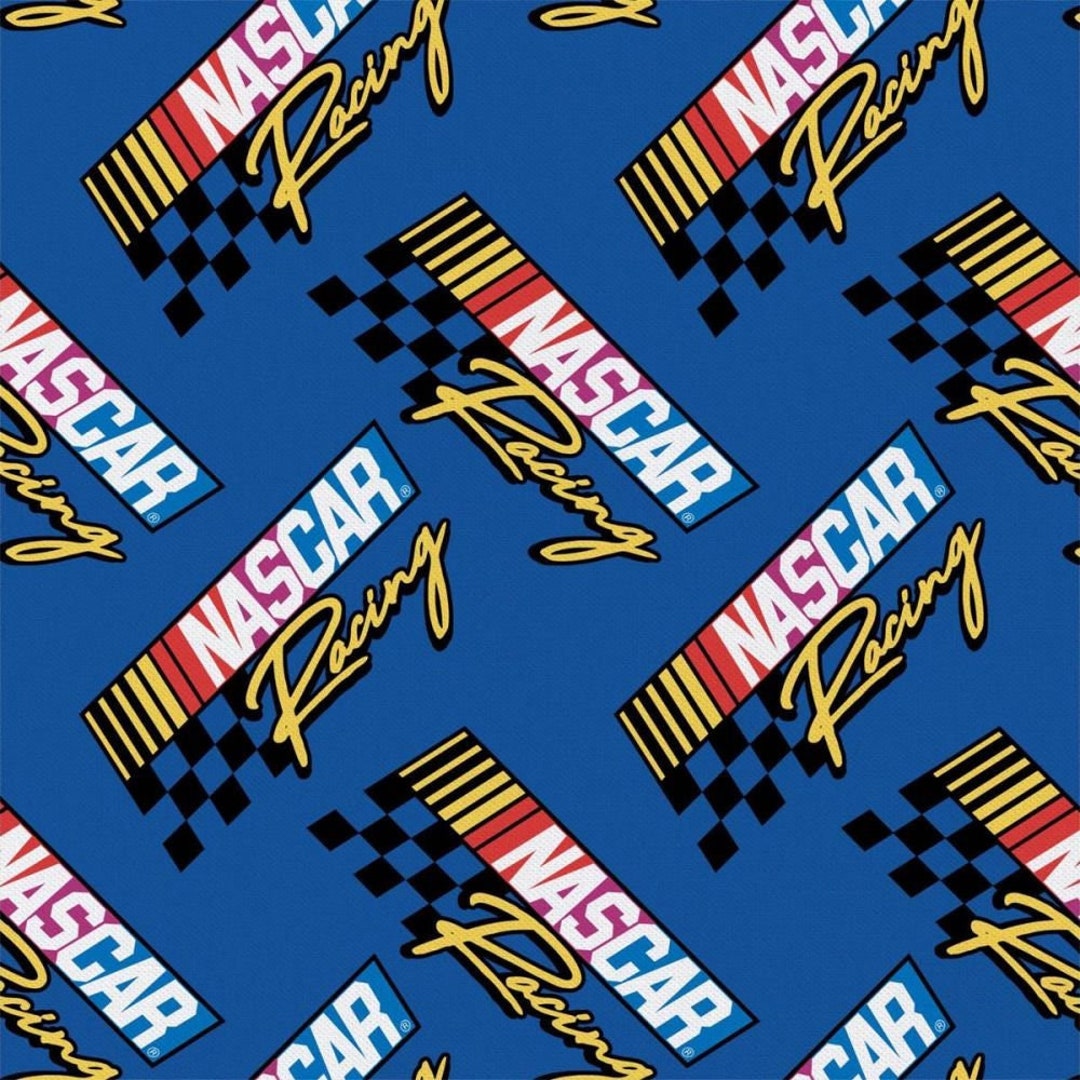 Fabric NASCAR RACING on BLUE 100% Premium Cotton