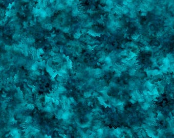 108" Wide Back Fabric!  "WATERCOLORS TEAL" Beautiful - 100% Premium Cotton Quilt Backing Fabric Continuous Cut For You!!