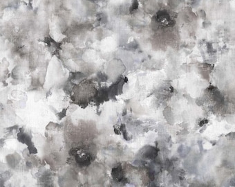 May include: Abstract watercolor painting with shades of gray, black, and white. The painting features a textured background with overlapping layers of color.