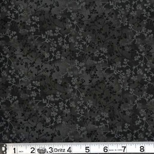 Fabric *FLORAL BLACK* NEW!!  Tiny Floral Vine 100% Cotton Always Continuous Cut for You!!!