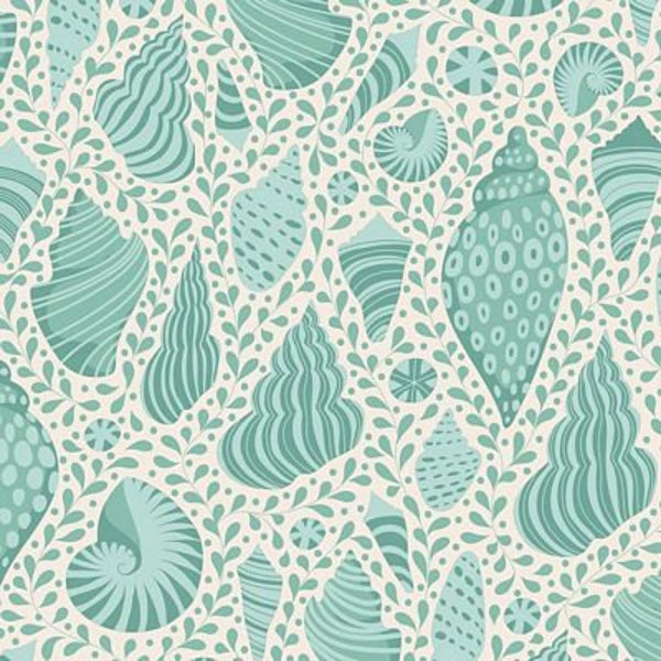 TILDA Fabrics - Cotton Beach - Strand Muscheln Blenders "TEAL" Neu!!!