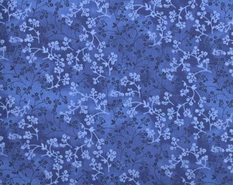 Wide Back Fabric 108" - Quilting Backing Fabric - BLUE FLORAL Razzle Dazzle 100% Cotton Continuous Cut For You Always!!!!!