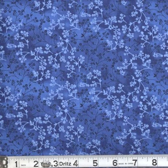 Wide Back Fabric 108" - Quilting Backing Fabric - BLUE FLORAL Razzle Dazzle 100% Cotton Continuous Cut For You Always!!!!!