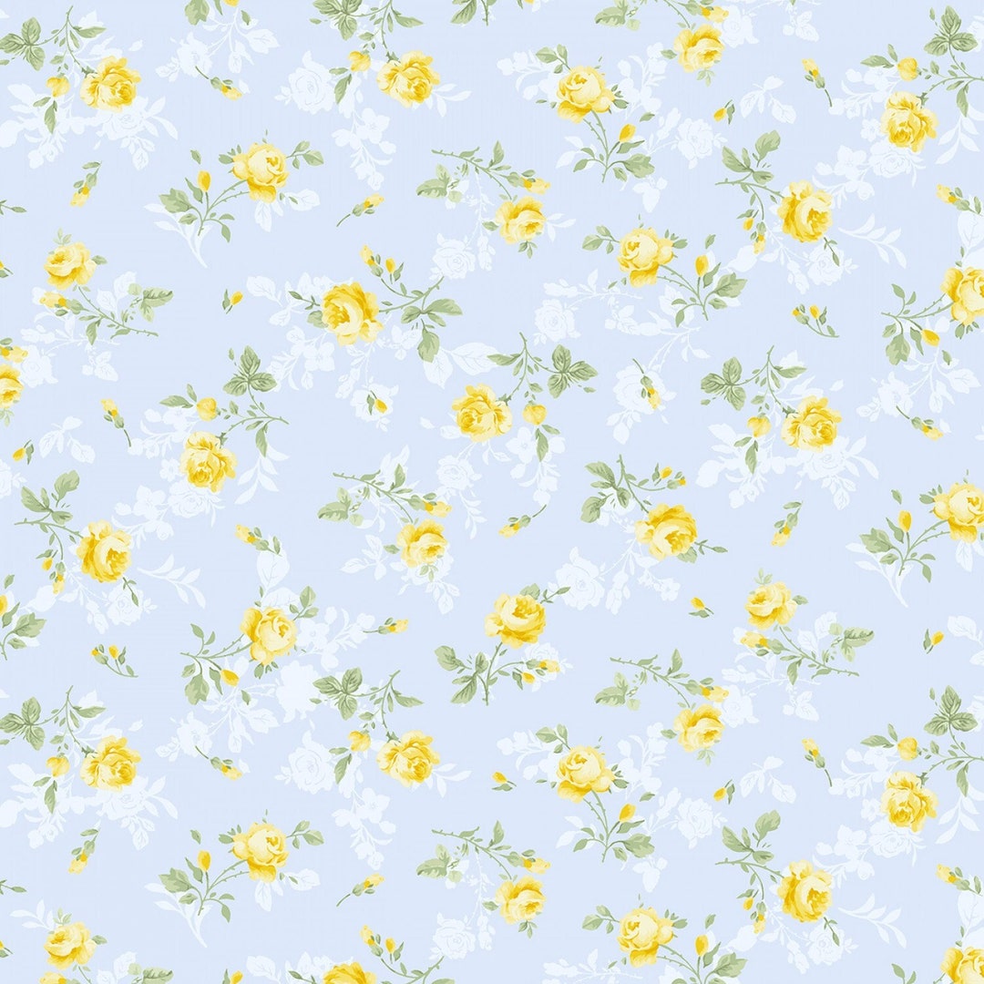 Fabric COTTAGE CHARM - New!! *SKY Tossed Antique Rose* Cd2254-sky by ...