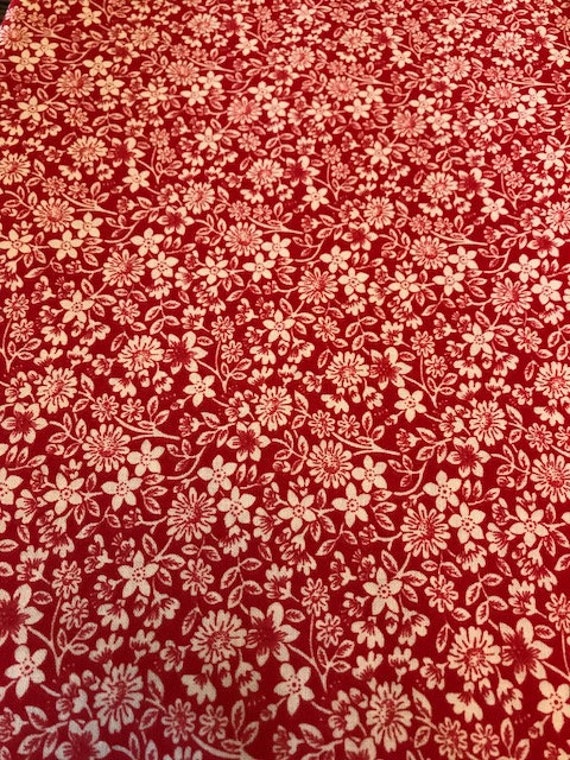 Fabric RED & WHITE Floral Cotton Fabric NEW | Etsy