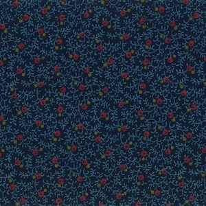 Fabric - Tiny VINE and FLORAL *NAVY* by Handworks Patchwork Collection 100% Cotton Made in Japan - New!!!!