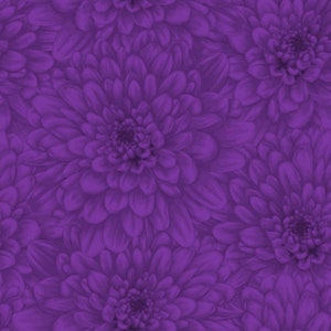 Fabric by the YARD!!  MUMS Floral New!!!!  PURPLE !!