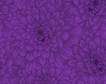 Fabric by the YARD!!  MUMS Floral New!!!!  PURPLE !!