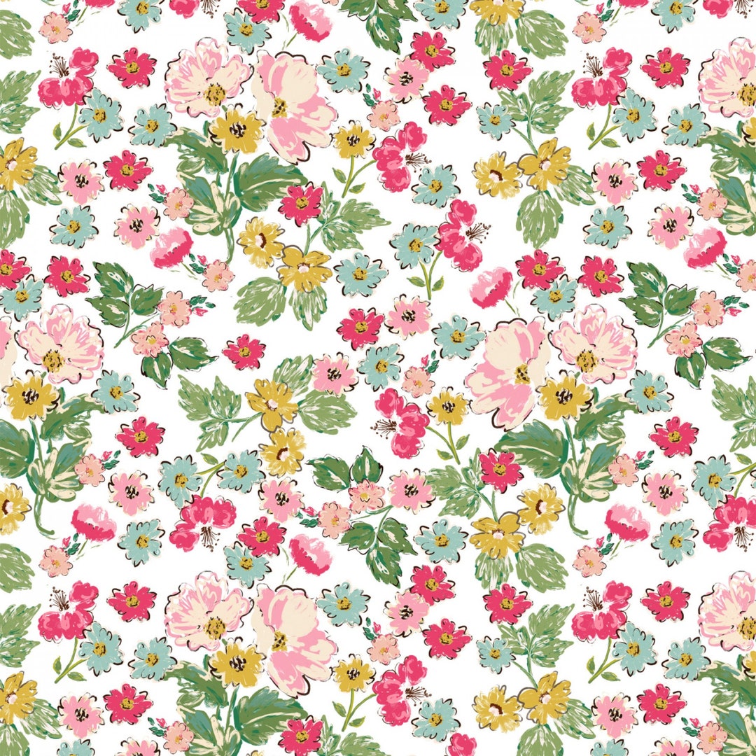 Fabric BLOOM TRUE by Poppie Cotton!! Flower Girl WHITE!! New! Premium ...