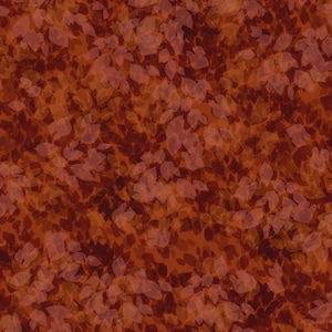 May include: An abstract pattern featuring overlapping leaf shapes in shades of brown, rust, and orange. The design creates a layered effect, with some leaves appearing translucent against a darker background. The overall aesthetic is warm and autumnal.