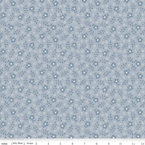 Fabric - MIDNIGHT GARDEN *MIST* C12545 - Light Blue Floral - New!!!  100% Premium Cotton by Riley Blake Designs