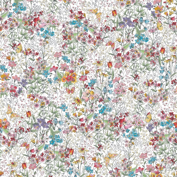 MEADOW EDGE WHITE Cotton Fabric by the Yard by Maywood - Etsy