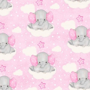 FLANNEL FABRIC!  Baby Pink Elephants on Clouds - NEW!!!!